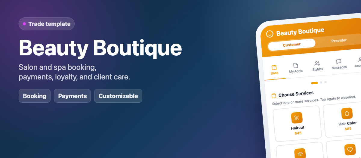 Beauty Boutique template preview
