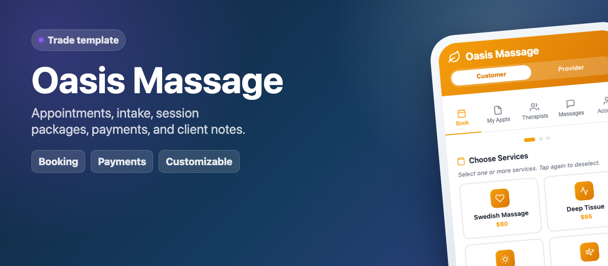 Oasis Massage template preview