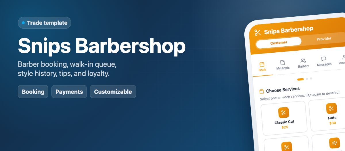 Snips Barbershop template preview