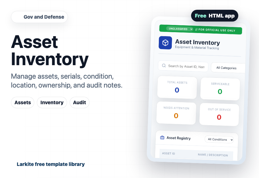 Asset Inventory free template preview