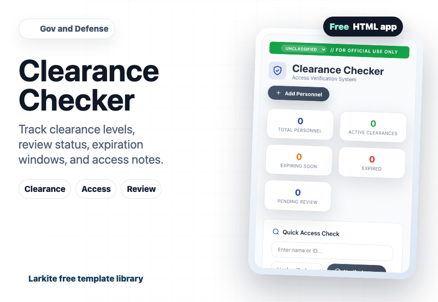 Clearance Checker free template preview