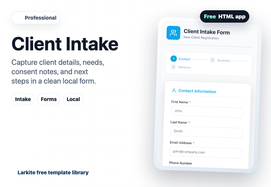Client Intake free template preview