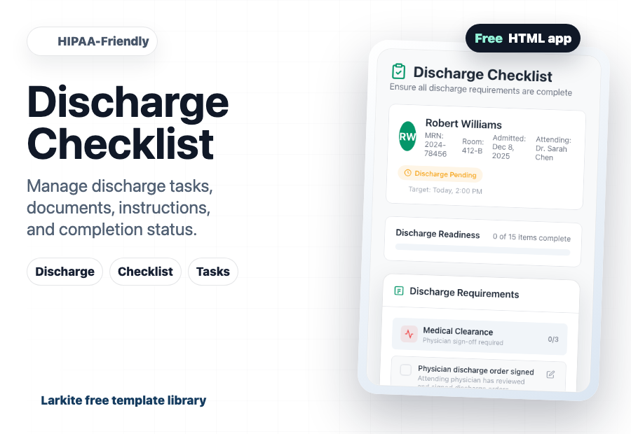 Discharge Checklist free template preview