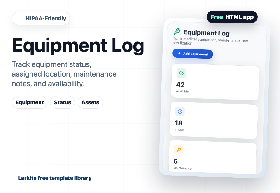 Equipment Log free template preview