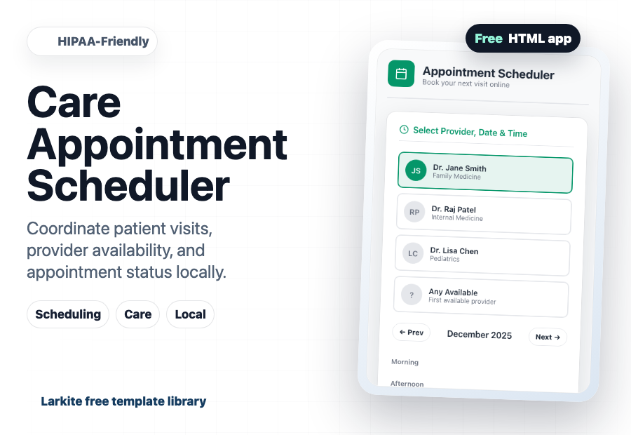 Care Appointment Scheduler free template preview