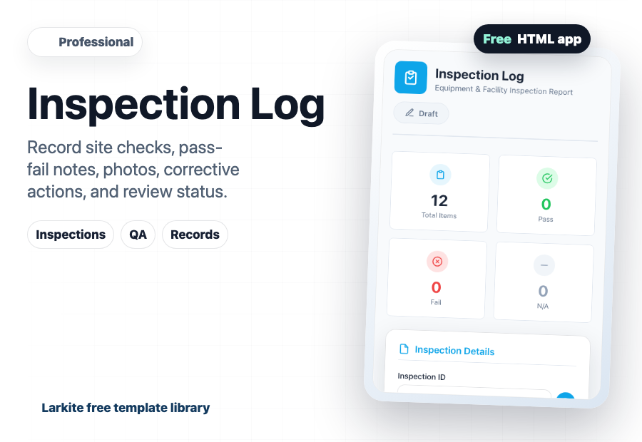Inspection Log free template preview