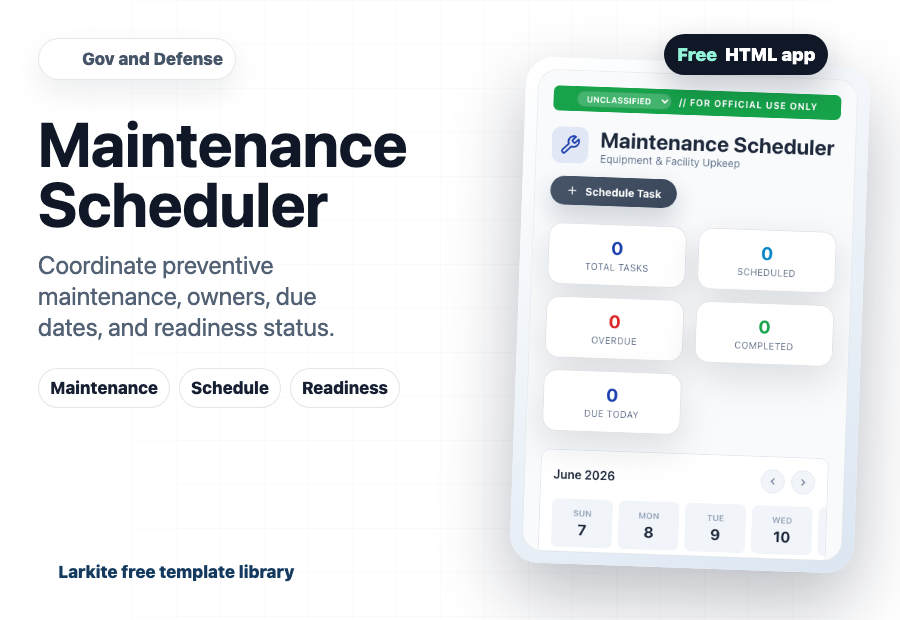 Maintenance Scheduler free template preview