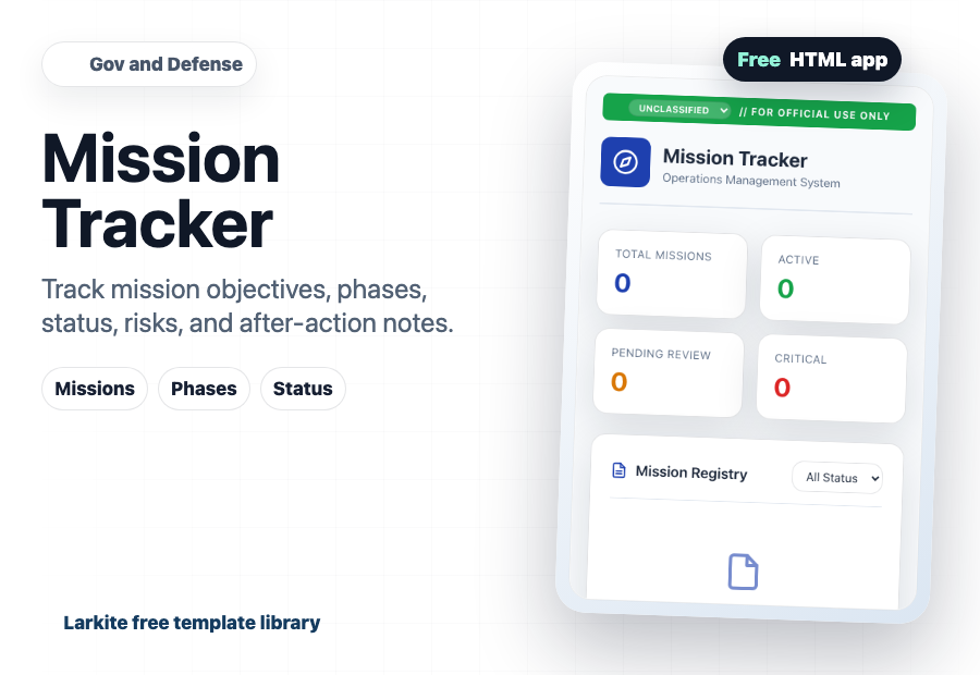 Mission Tracker free template preview