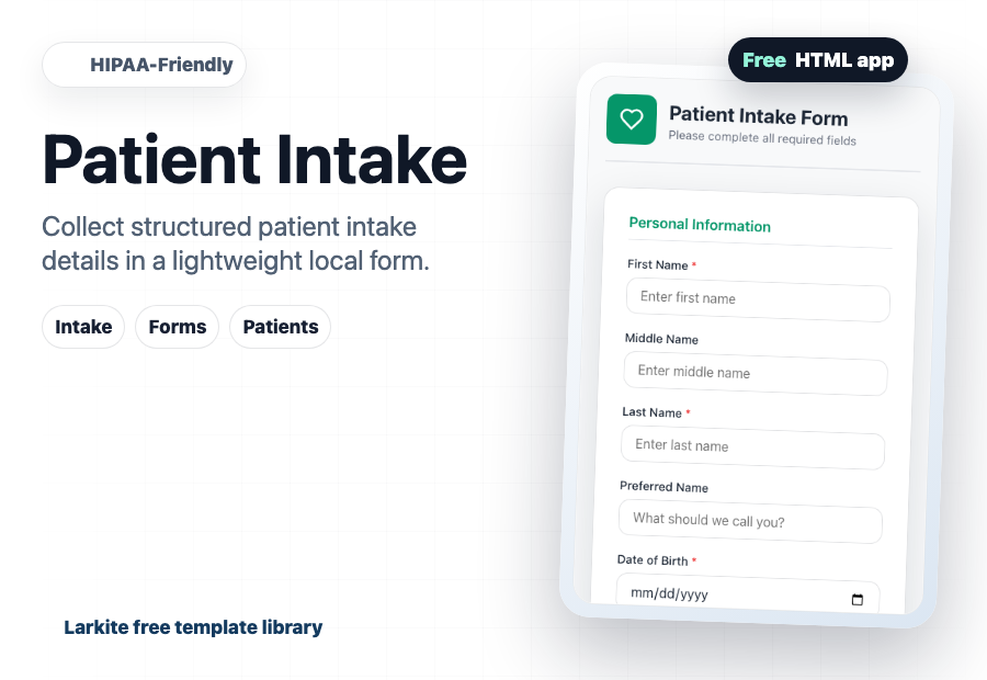 Patient Intake free template preview