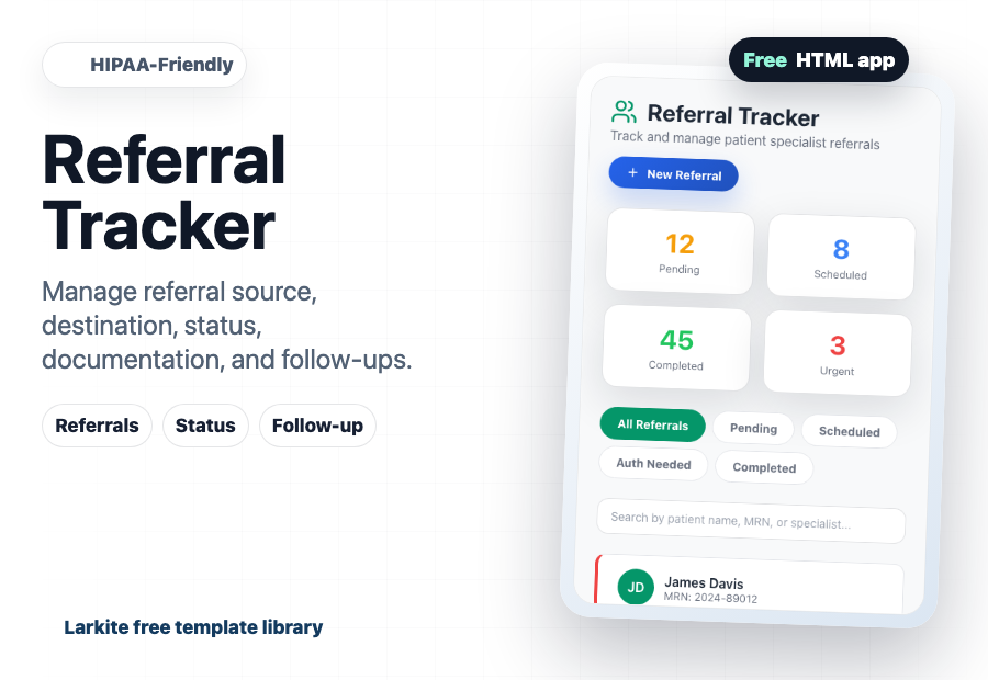 Referral Tracker free template preview