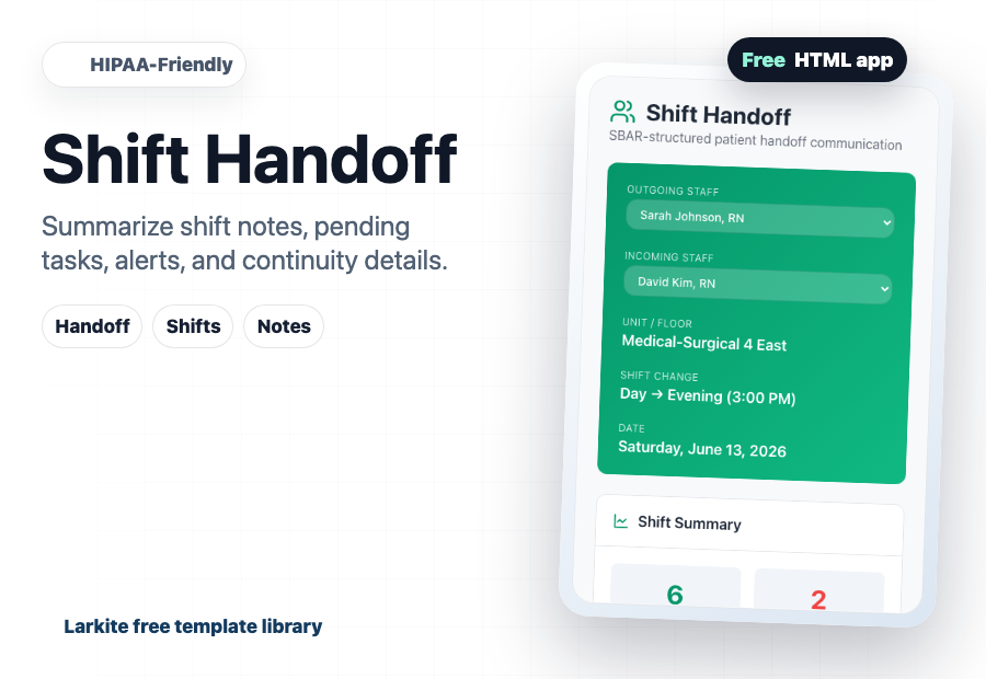 Shift Handoff free template preview