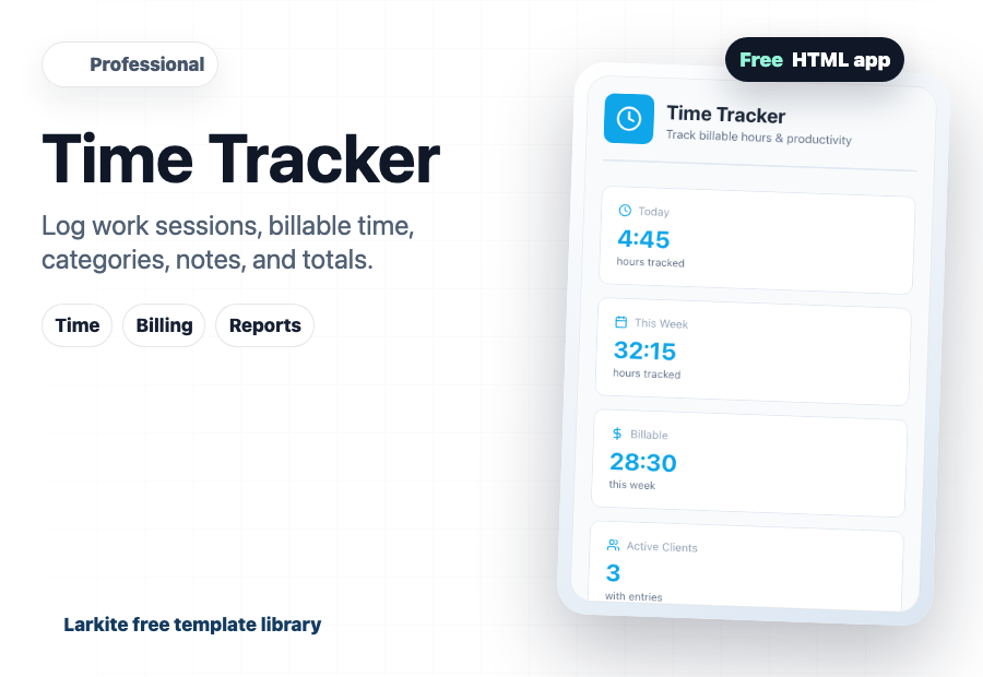 Time Tracker free template preview