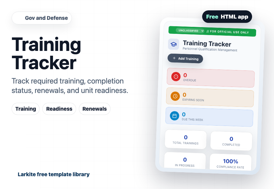 Training Tracker free template preview