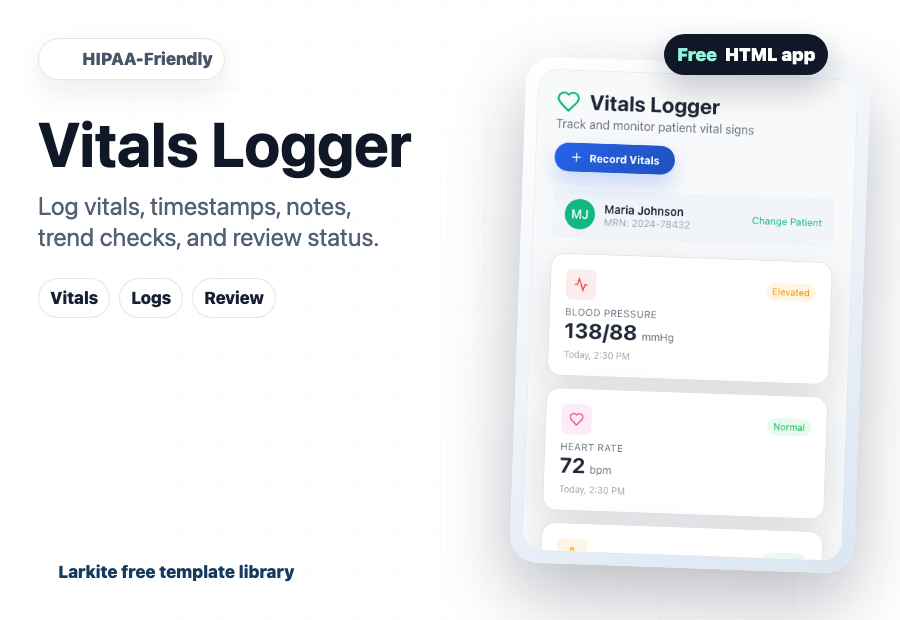 Vitals Logger free template preview